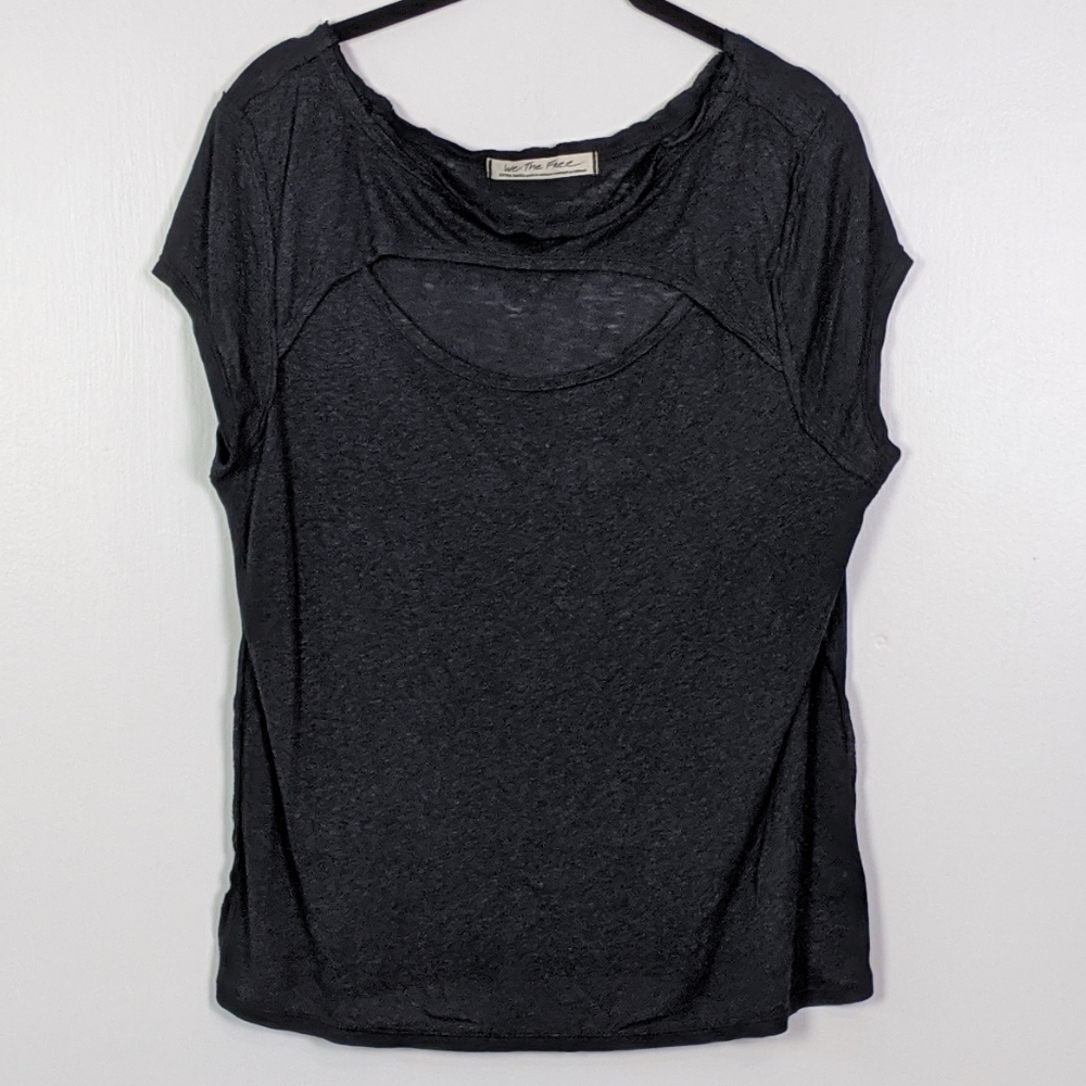 Free People We the Free Linen Cut Out Tee Size XS
